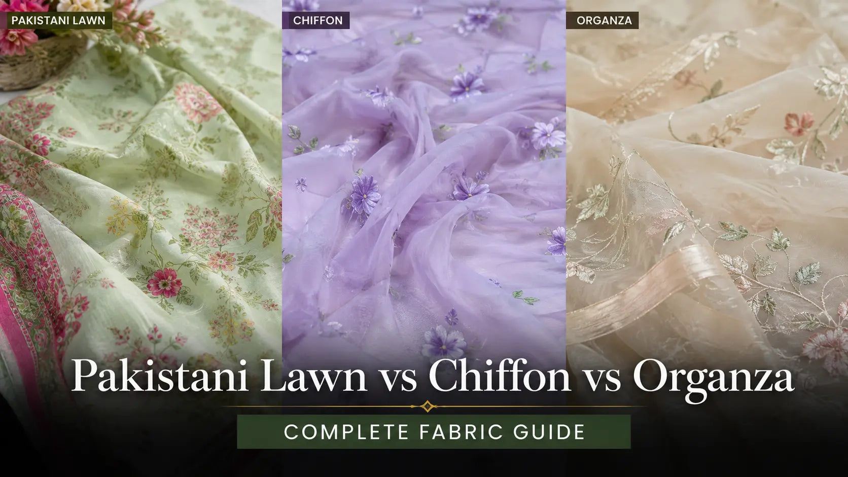 Pakistani Lawn vs Chiffon vs Organza: Complete Fabric Guide