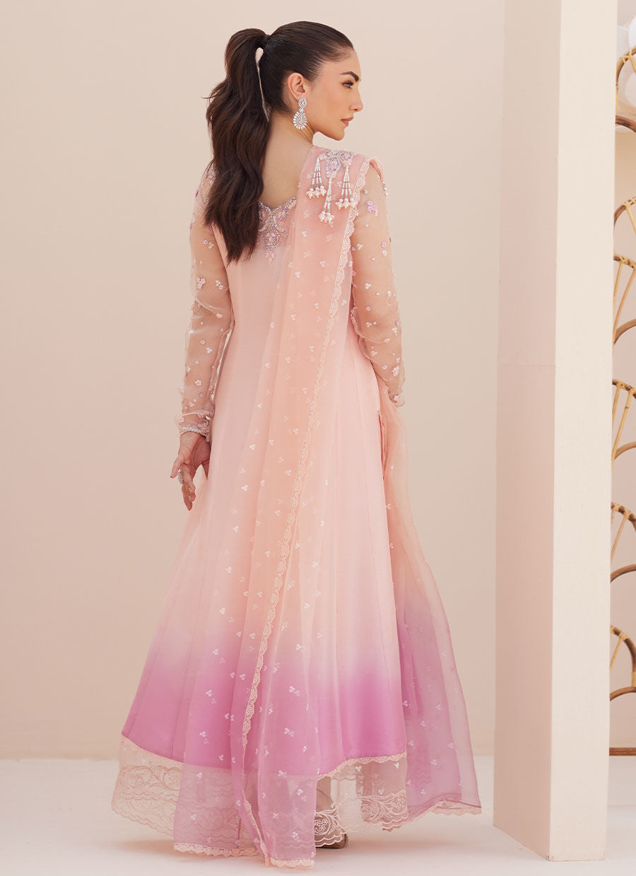 Farah Talib Aziz | Luxe Pret | Deedee Pink Ombre Paneled Shirt Dupatta And Pants