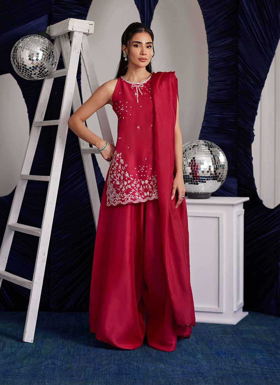Farah Talib Aziz | Luxe Pret | Izzy Hot Pink Shirt, Pants And Dupatta