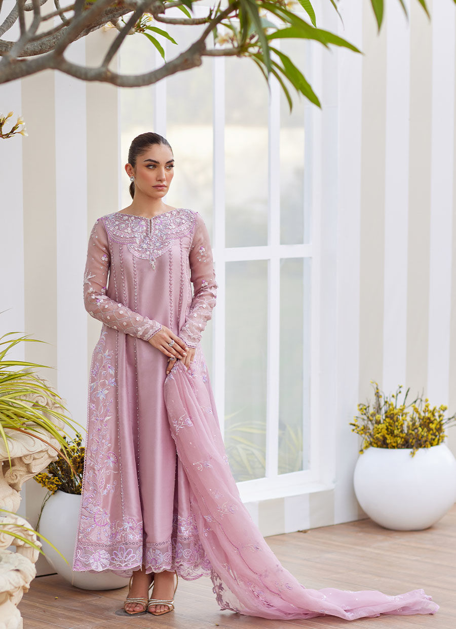 Farah Talib Aziz | Luxe Pret | Karis Mauve Kalidaar And Dupatta