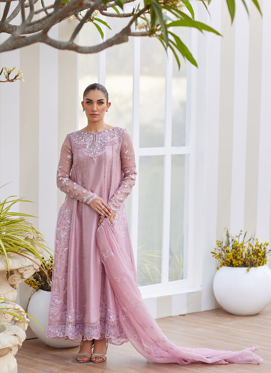 Farah Talib Aziz | Luxe Pret | Karis Mauve Kalidaar And Dupatta