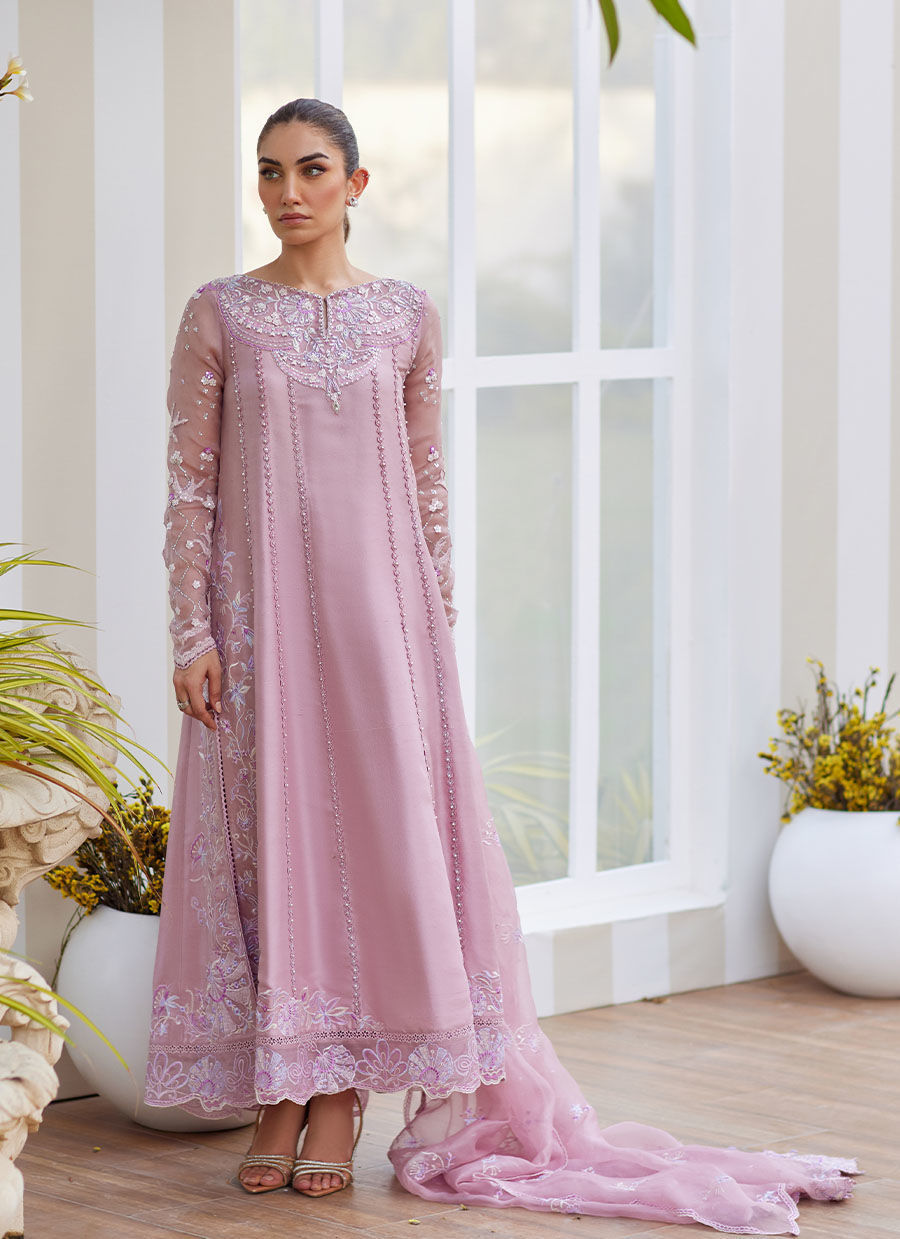 Farah Talib Aziz | Luxe Pret | Karis Mauve Kalidaar And Dupatta