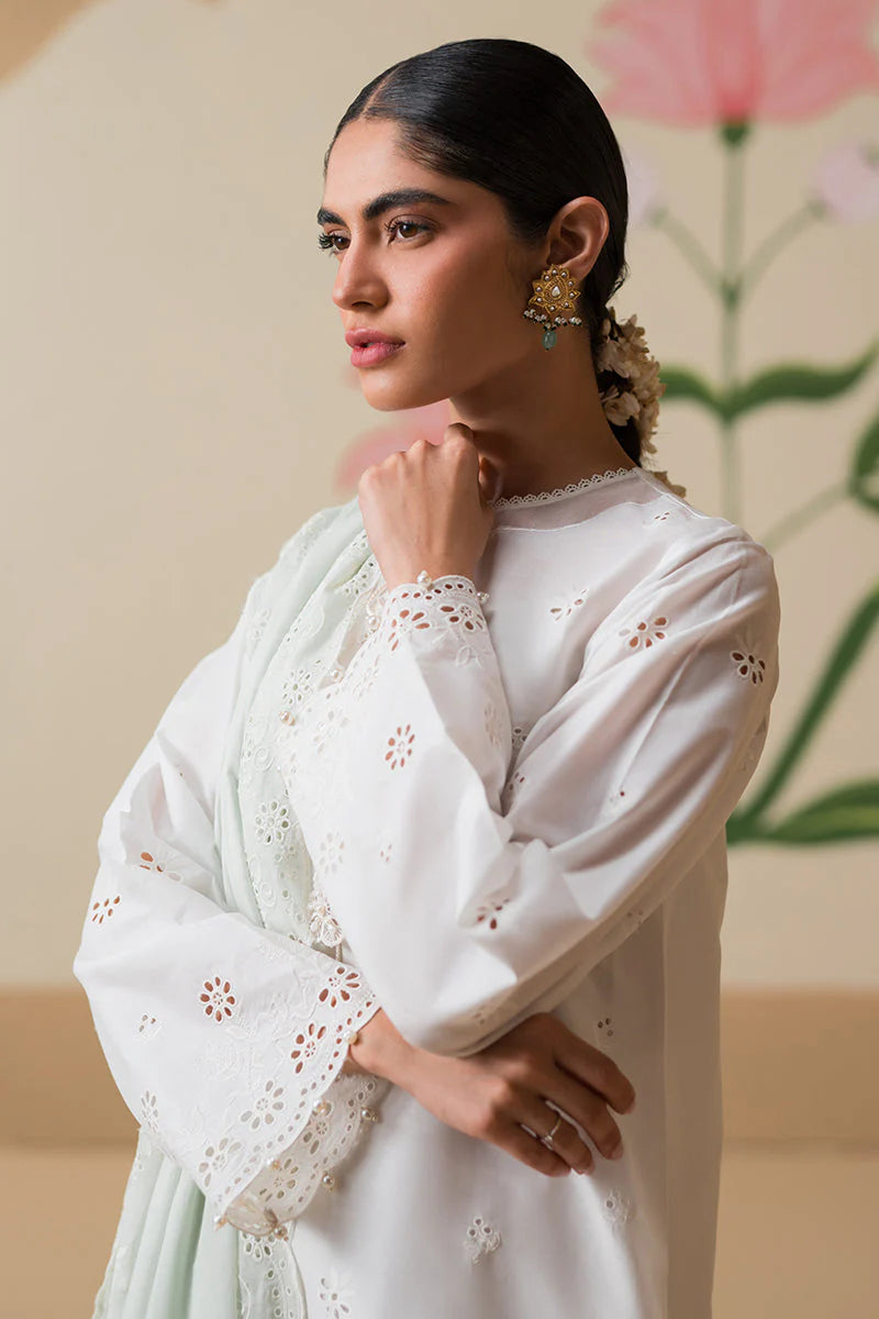 Cross Stitch -FLORAL SERENITY-3 PIECE - CHIKANKARI SUIT