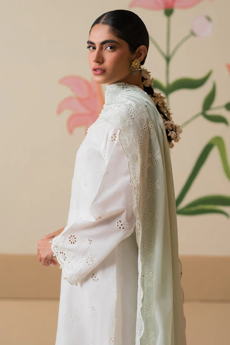 Cross Stitch -FLORAL SERENITY-3 PIECE - CHIKANKARI SUIT