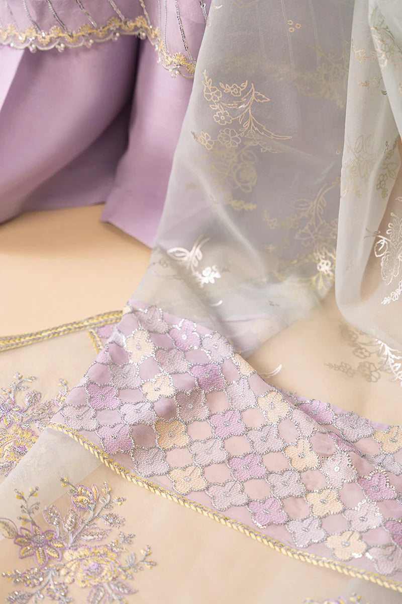 Cross Stitch -LILAC LUSTER-4 PIECE EMBROIDERED CHIFFON SUIT