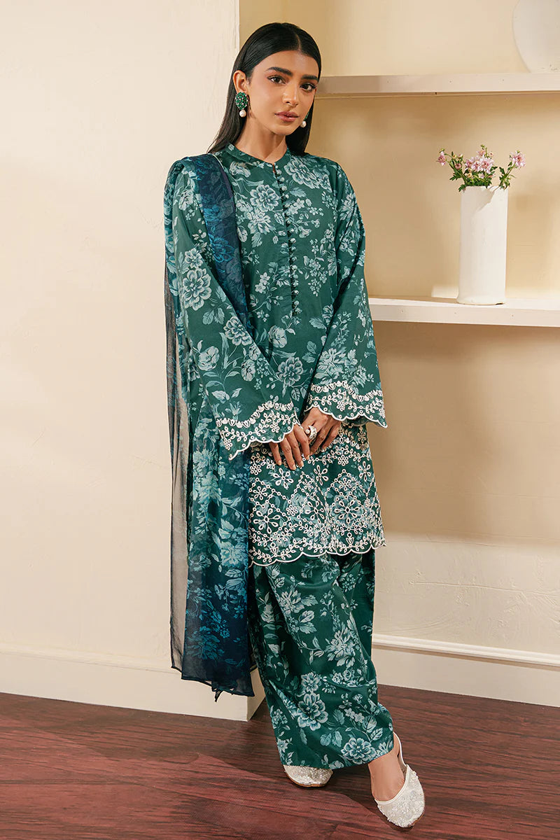 Cross Stitch - Cambric Embroidered 3PC - Grace Green