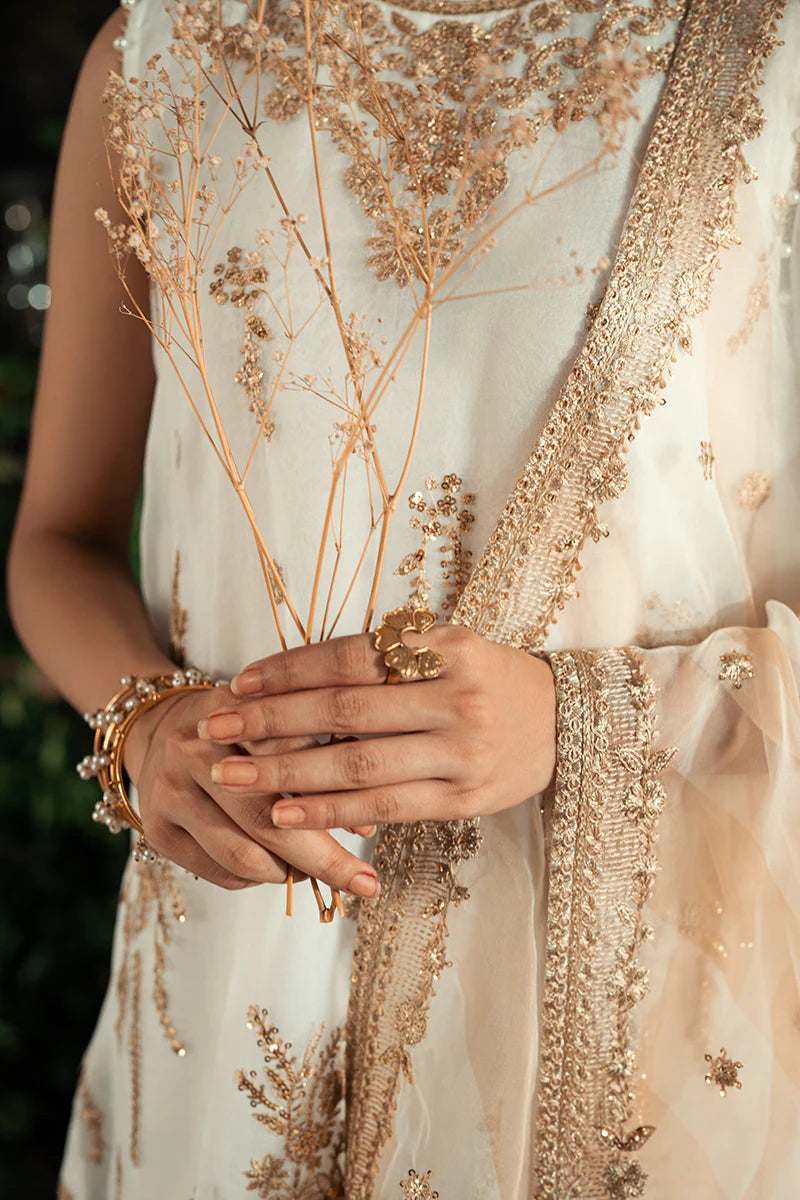 Cross Stitch -BLOOMING IRENE-4PC ORGANZA EMBROIDERED SUIT