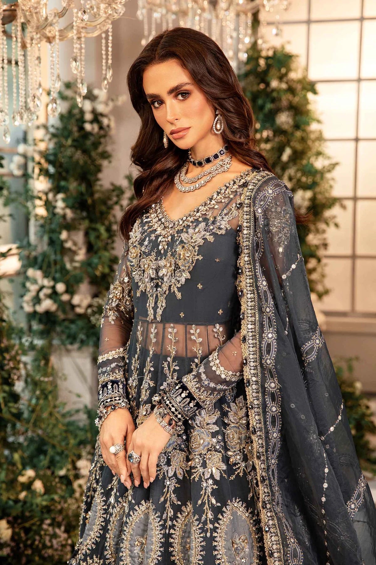 Maria.B. 3 Piece Stitched Embroidered Organza Suit | BD-2901