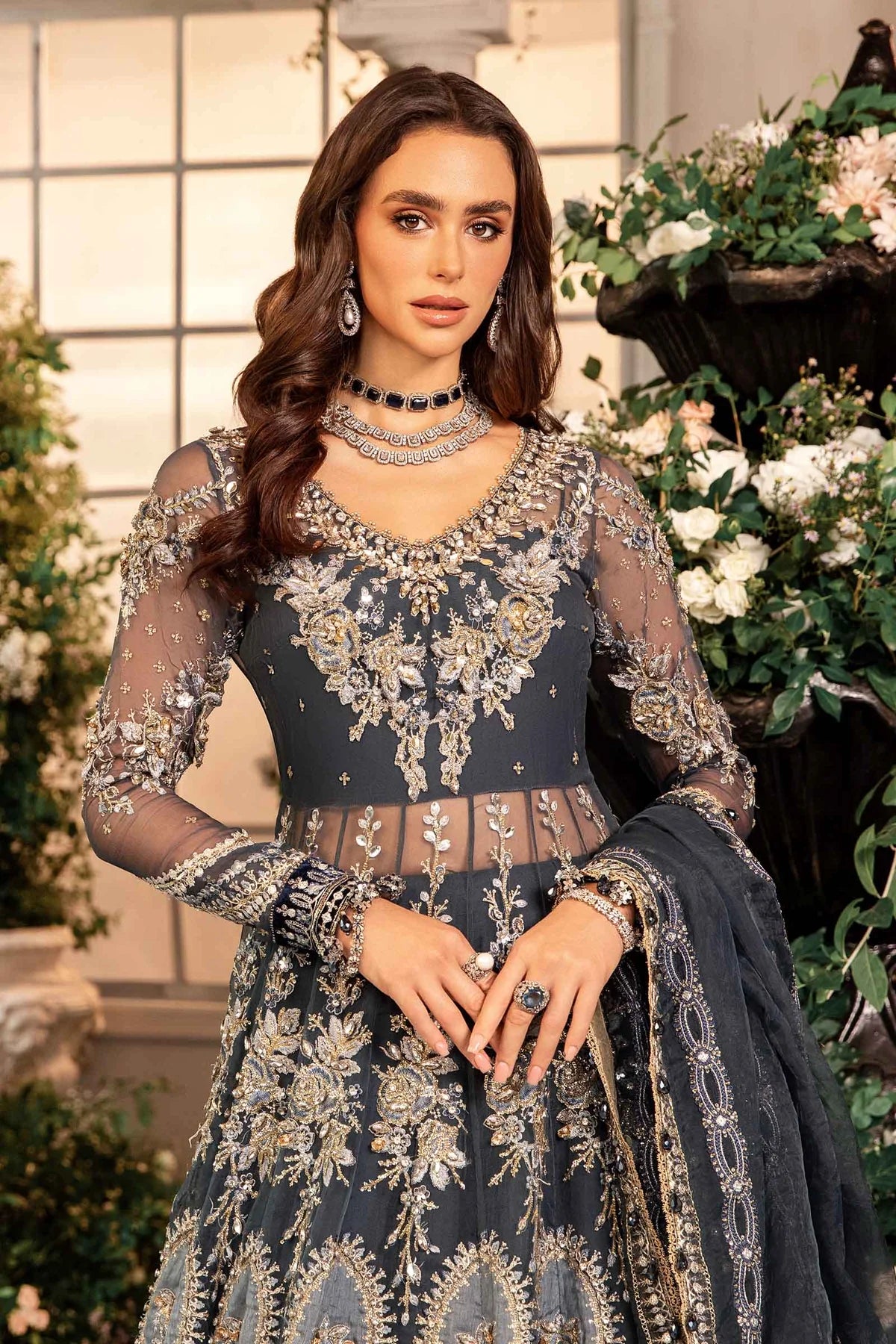 Maria.B. 3 Piece Stitched Embroidered Organza Suit | BD-2901