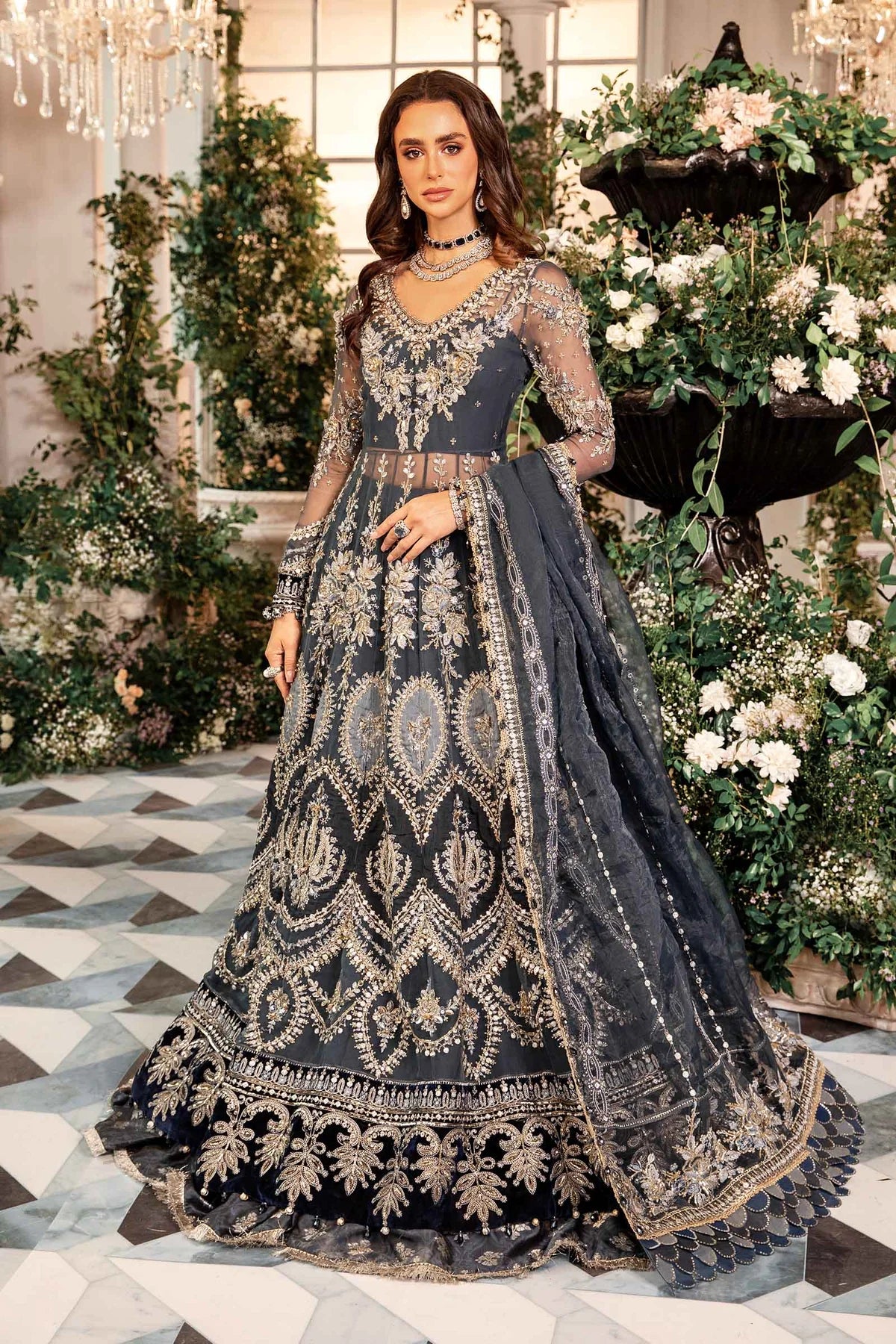 Maria.B. 3 Piece Stitched Embroidered Organza Suit | BD-2901