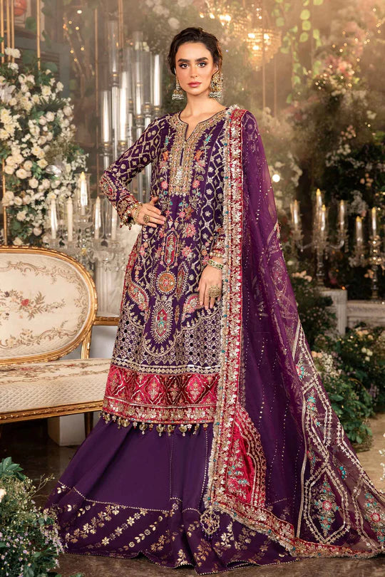 Maria.B 3 Piece Stitched Embroidered Raw Silk Suit | BD-2903