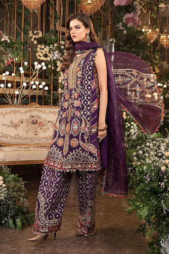 Maria.B 3 Piece Stitched Embroidered Raw Silk Suit | BD-2903