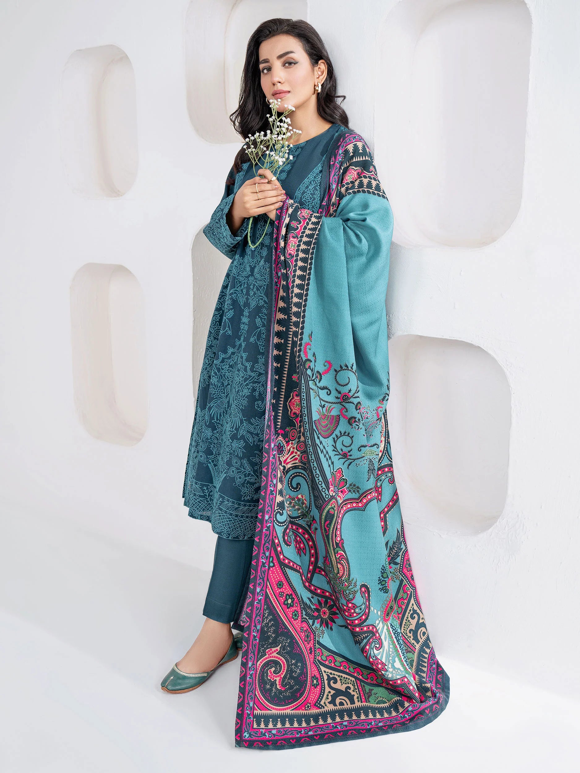 LimeLight - Winter - 3 pc khaddar Suit-Emboss Print - U3141