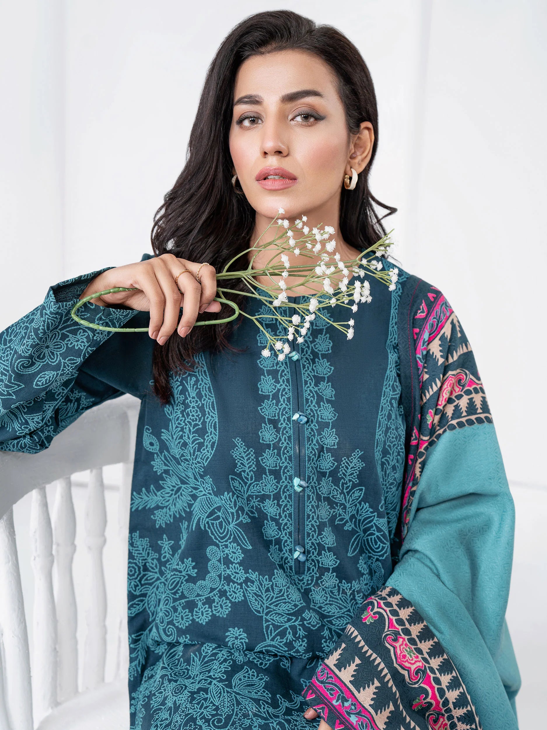 LimeLight - Winter - 3 pc khaddar Suit-Emboss Print - U3141