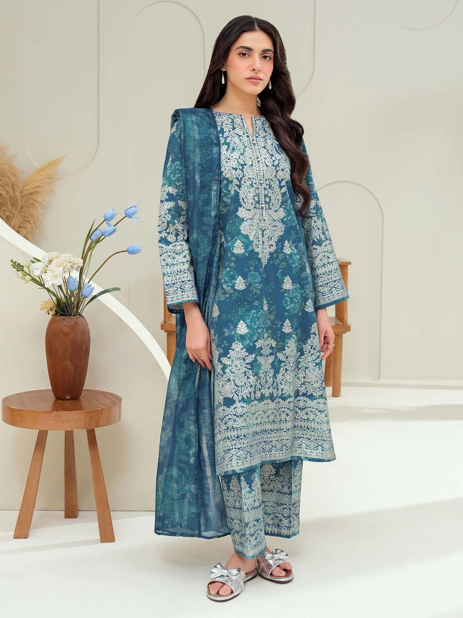 Limelight | 3Piece Lawn Suit-Paste Printed | U3953SU Blue