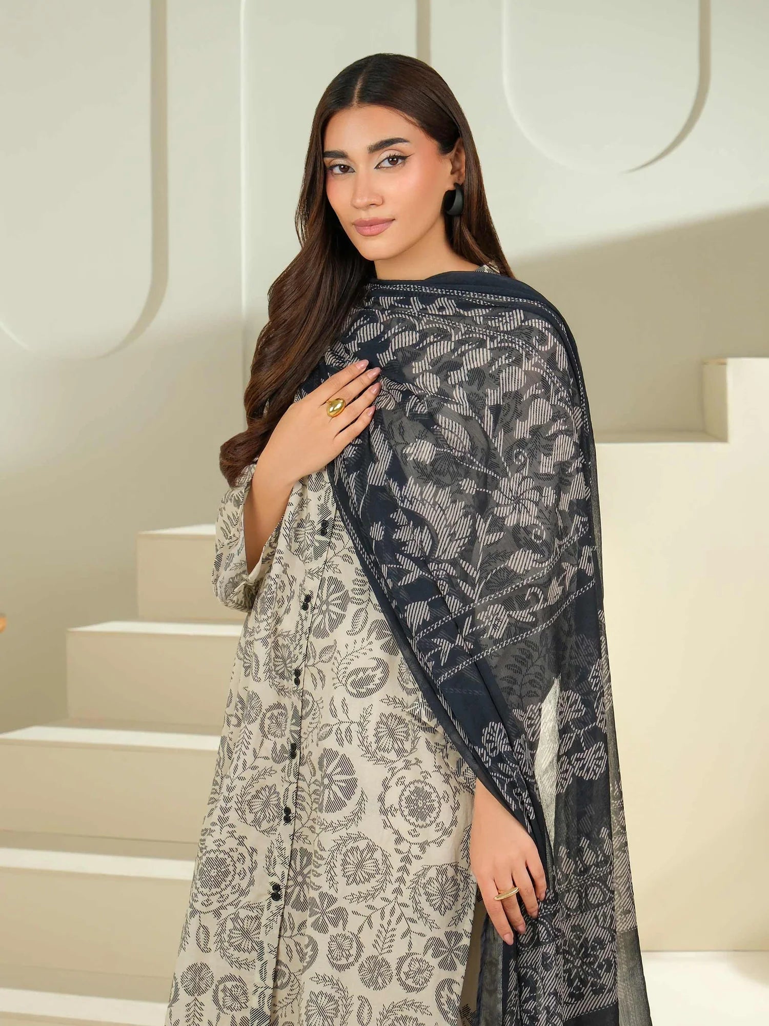 Limelight | 3Piece Cambric Suit-Printed| U4382SU