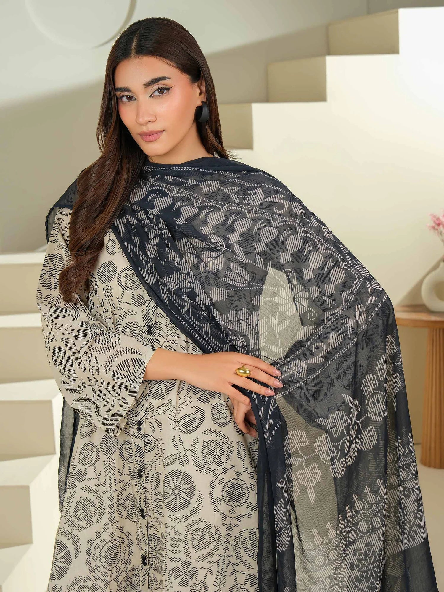 Limelight | 3Piece Cambric Suit-Printed| U4382SU