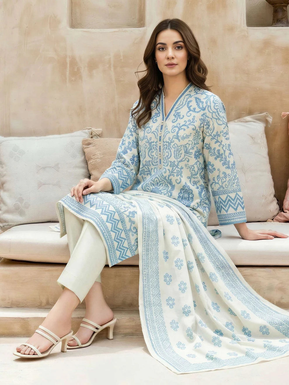 LimeLight | 3 Piece Lawn Suit | U4821SU Off White