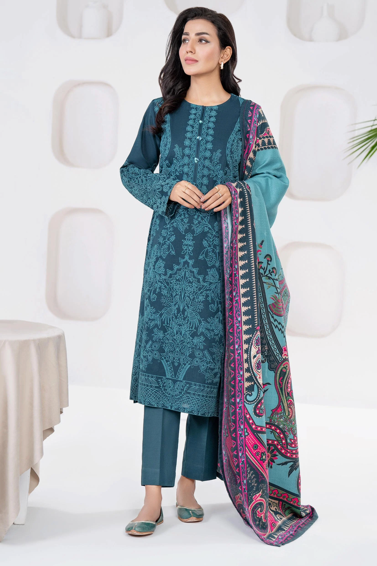 LimeLight - Winter - 3 pc khaddar Suit-Emboss Print - U3141