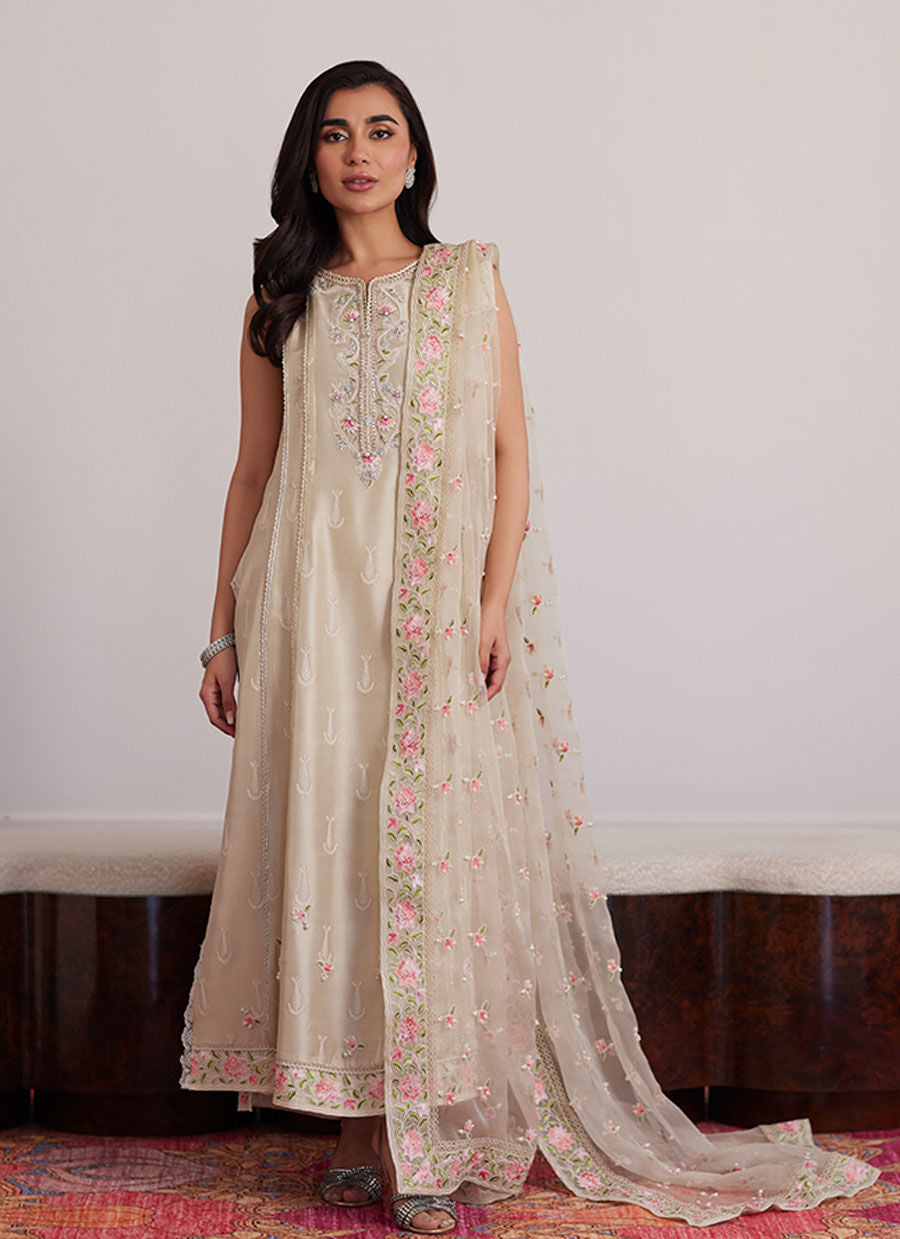 Farah Talib Aziz | Luxe Pret | Everly Cream Shirt And Dupatta