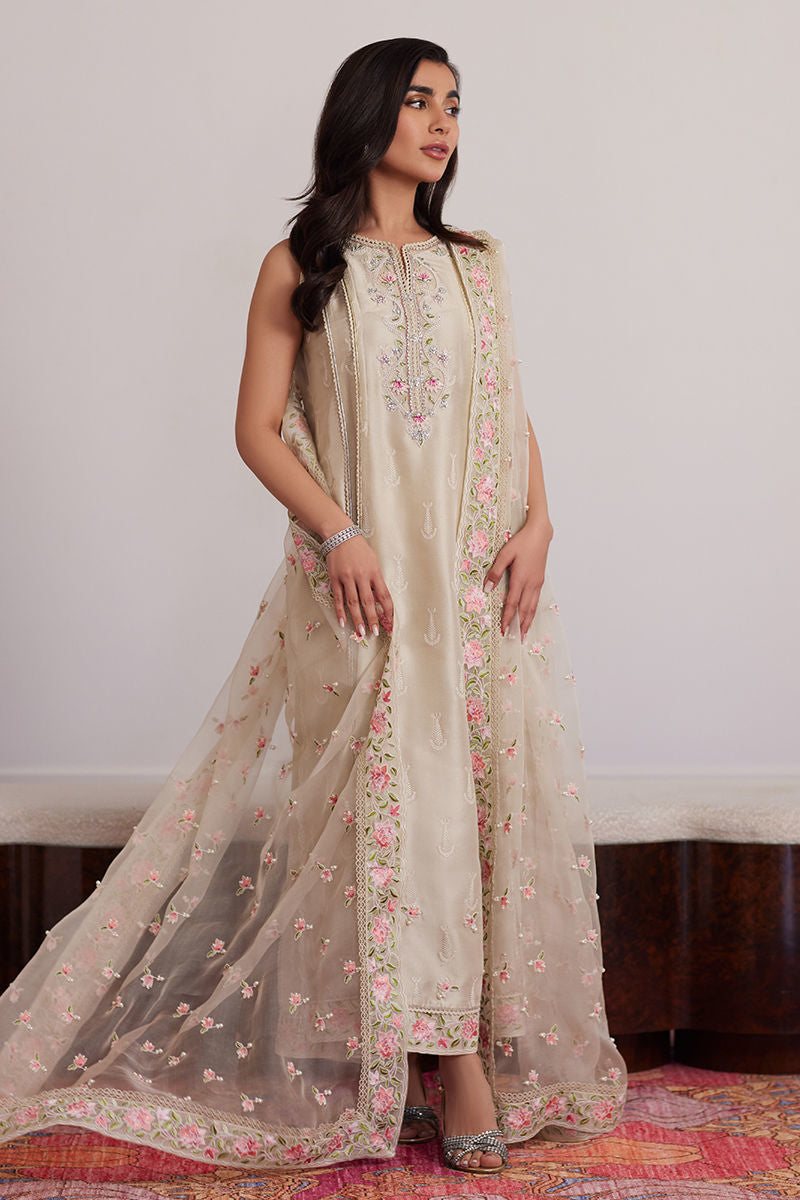 Farah Talib Aziz | Luxe Pret | Everly Cream Shirt And Dupatta