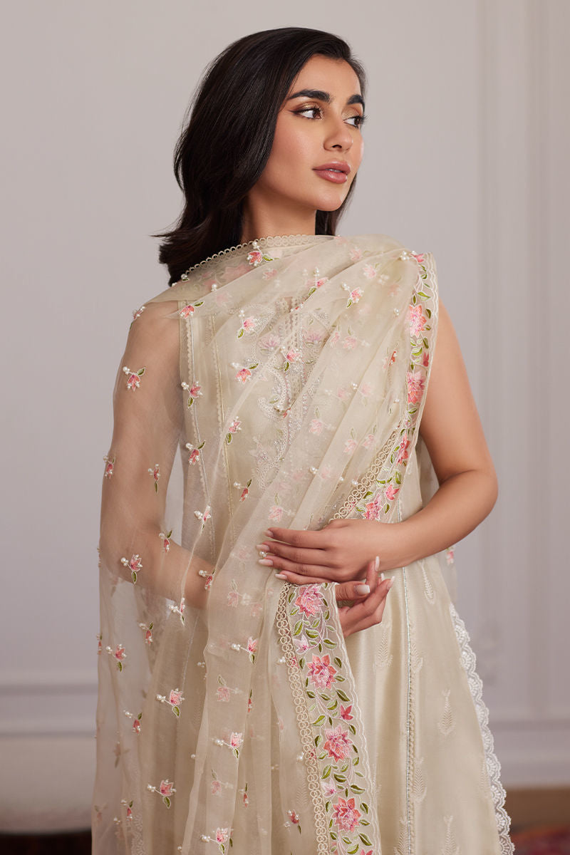 Farah Talib Aziz | Luxe Pret | Everly Cream Shirt And Dupatta