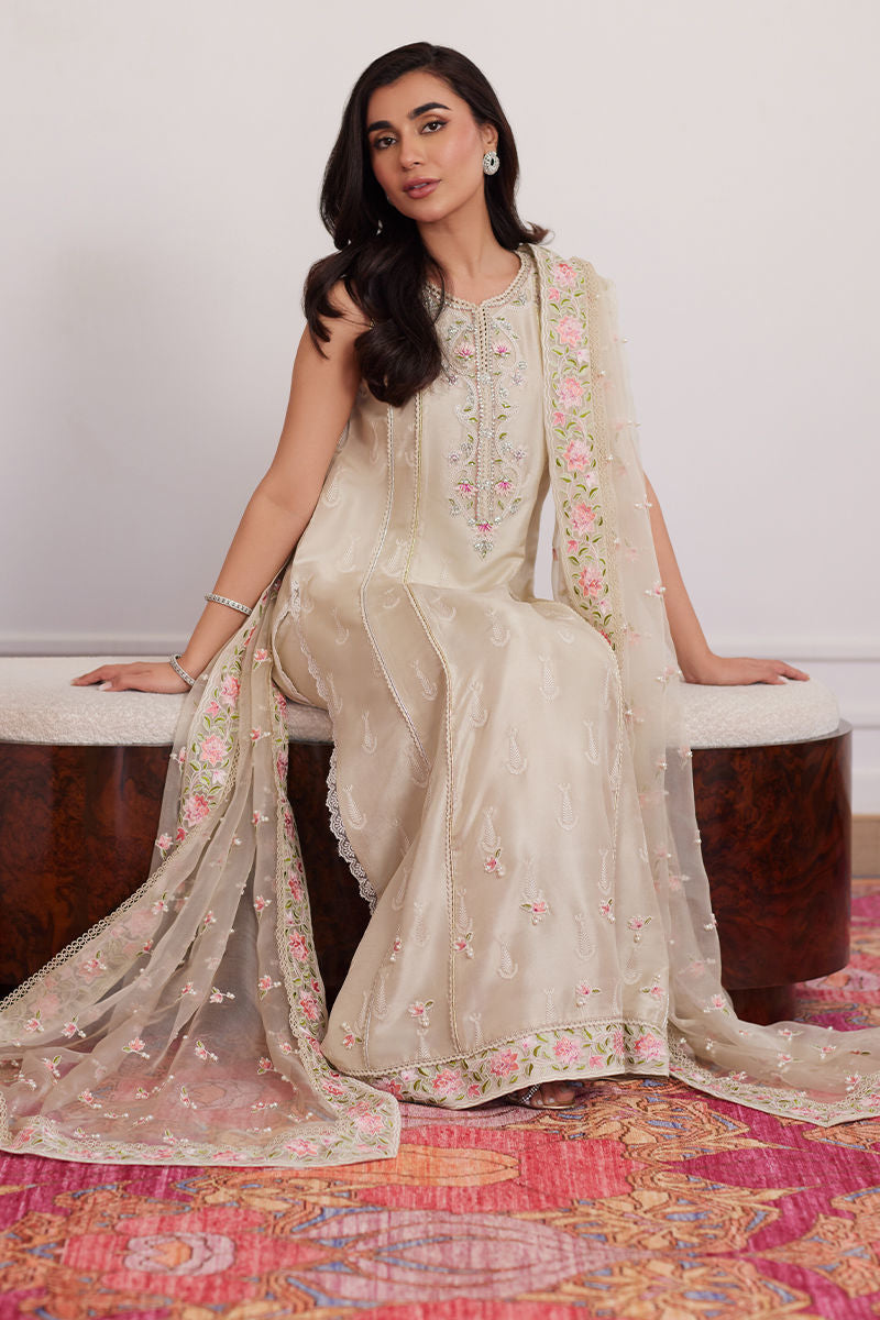 Farah Talib Aziz | Luxe Pret | Everly Cream Shirt And Dupatta