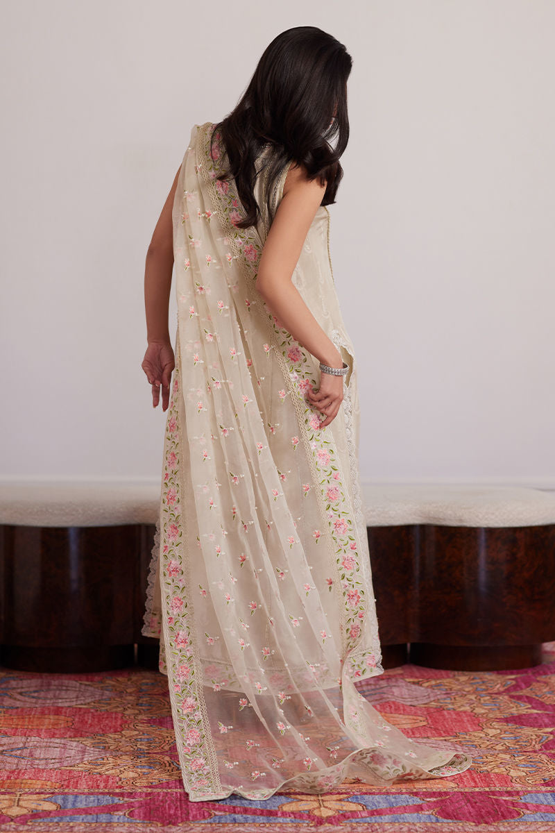 Farah Talib Aziz | Luxe Pret | Everly Cream Shirt And Dupatta
