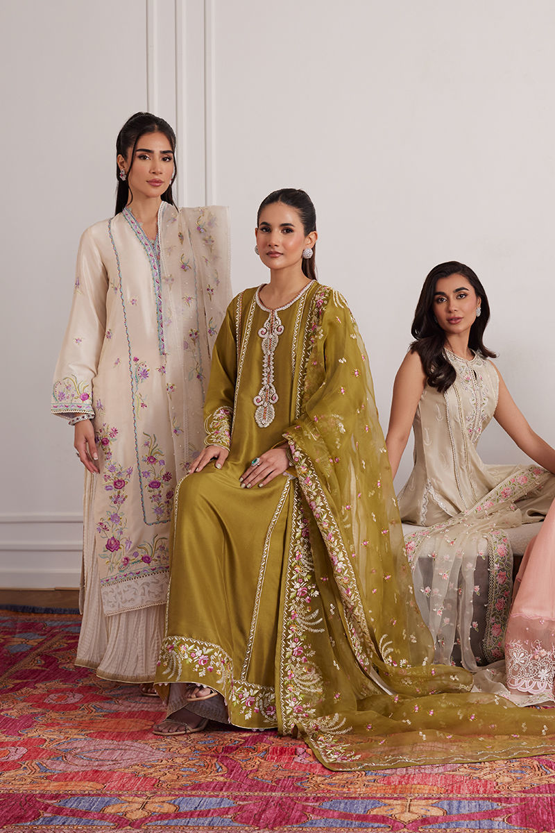 Farah Talib Aziz | Luxe Pret | Everly Cream Shirt And Dupatta