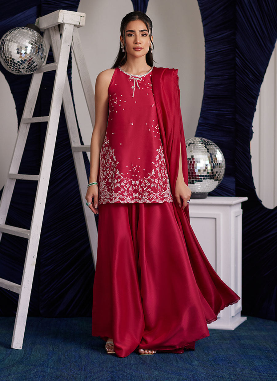 Farah Talib Aziz | Luxe Pret | Izzy Hot Pink Shirt, Pants And Dupatta