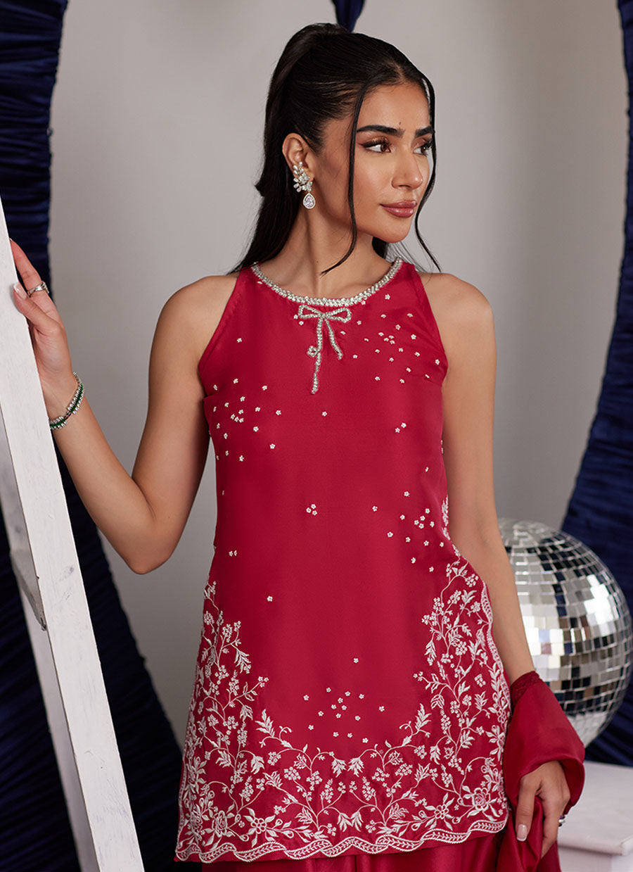 Farah Talib Aziz | Luxe Pret | Izzy Hot Pink Shirt, Pants And Dupatta