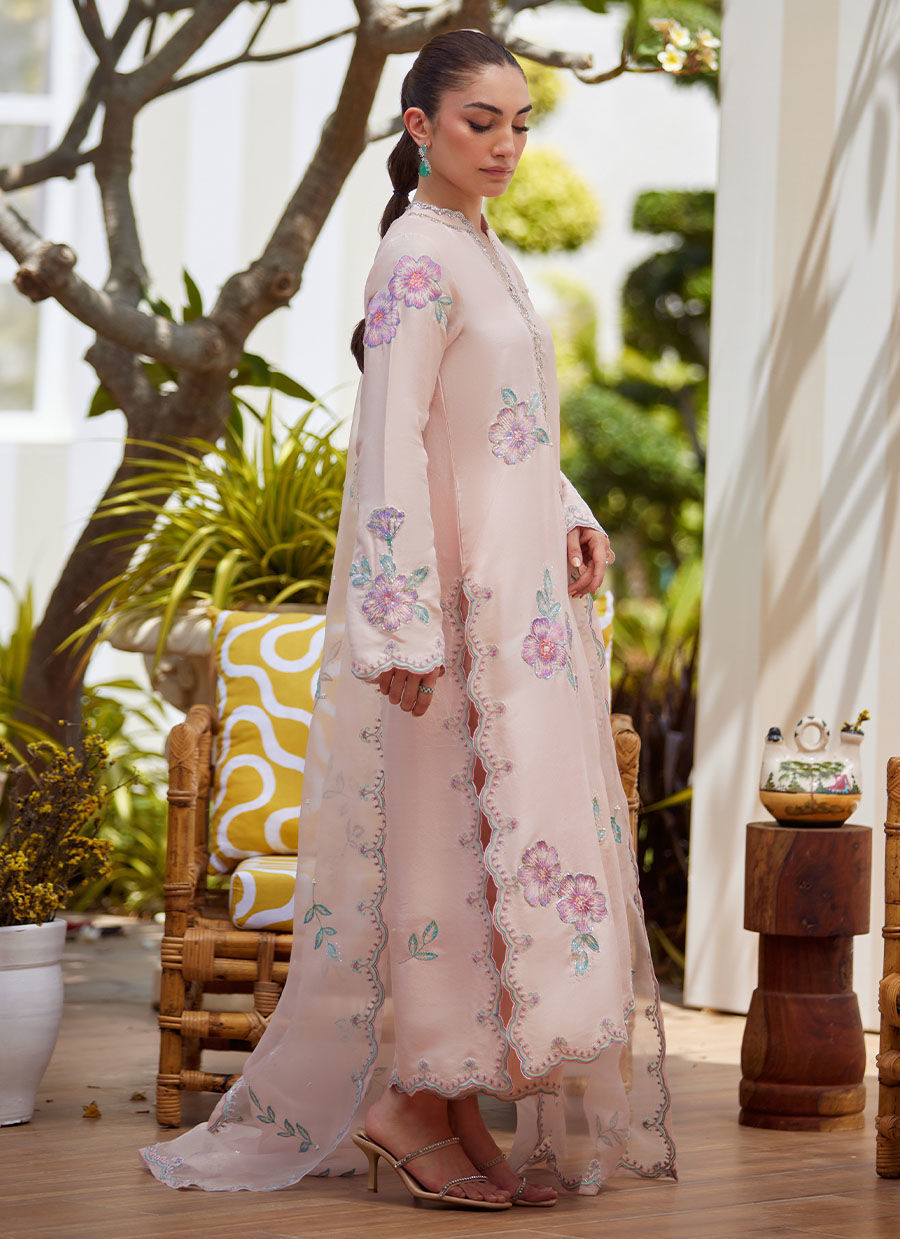 Farah Talib Aziz | Luxe Pret | Vera Pink Shirt, Dupatta And Pants