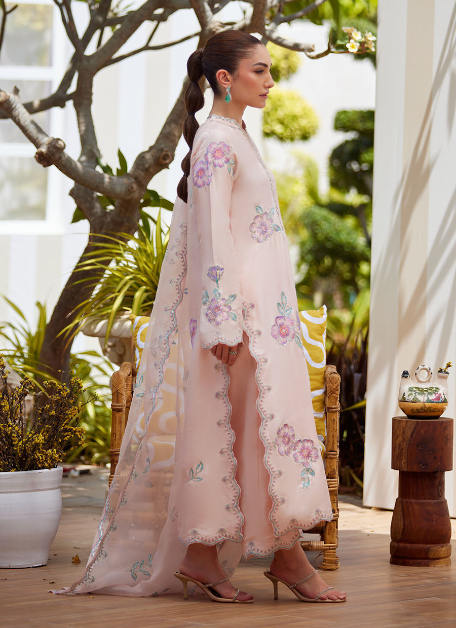 Farah Talib Aziz | Luxe Pret | Vera Pink Shirt, Dupatta And Pants