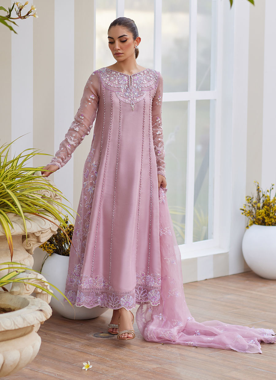 Farah Talib Aziz | Luxe Pret | Karis Mauve Kalidaar And Dupatta