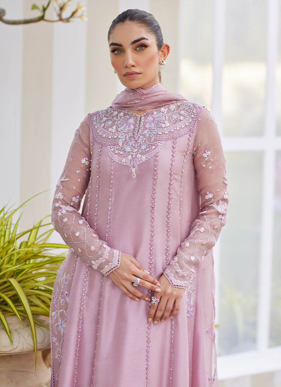Farah Talib Aziz | Luxe Pret | Karis Mauve Kalidaar And Dupatta