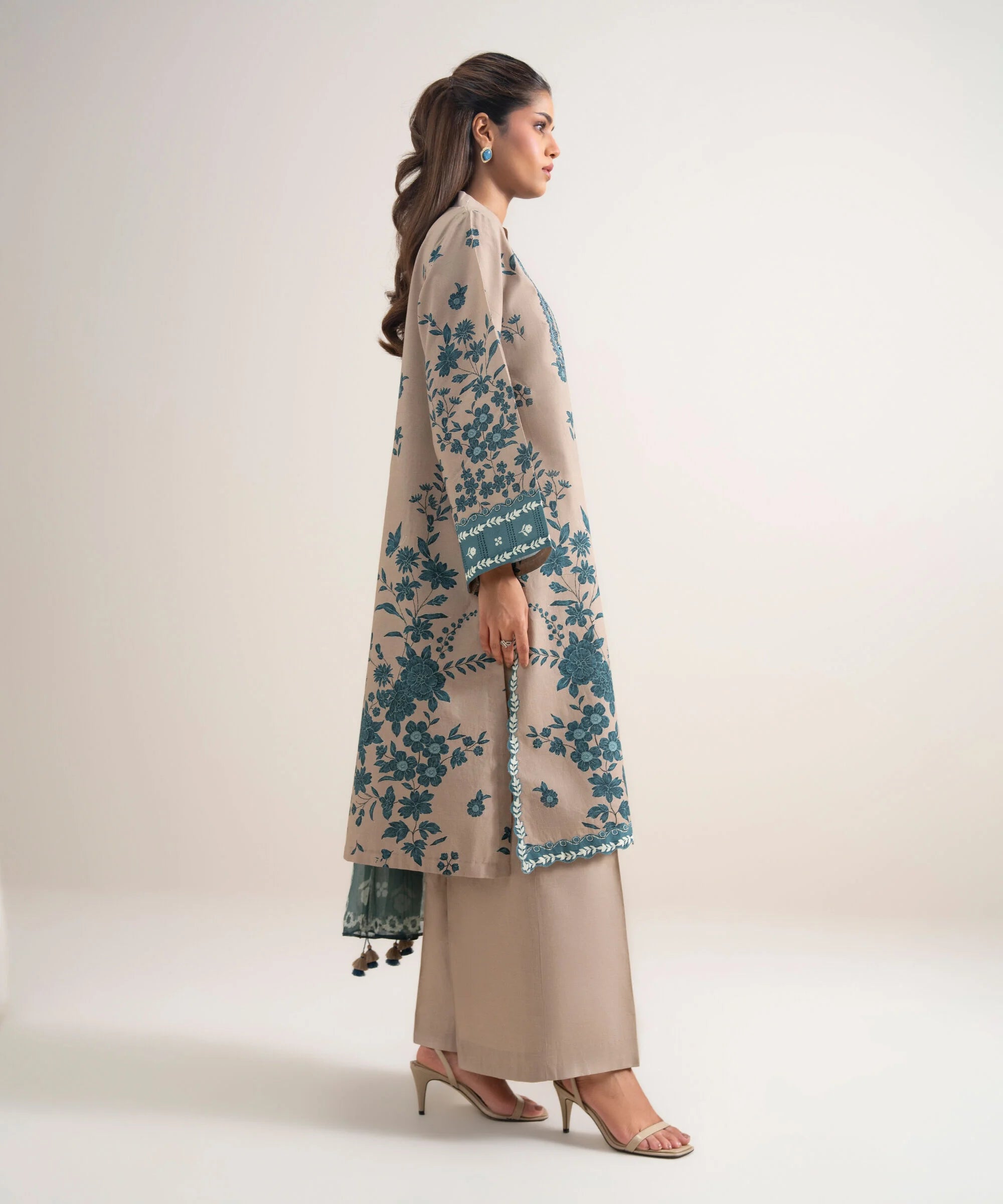 Sapphire | 3 Piece - Embroidered Cotton Suit 26V725