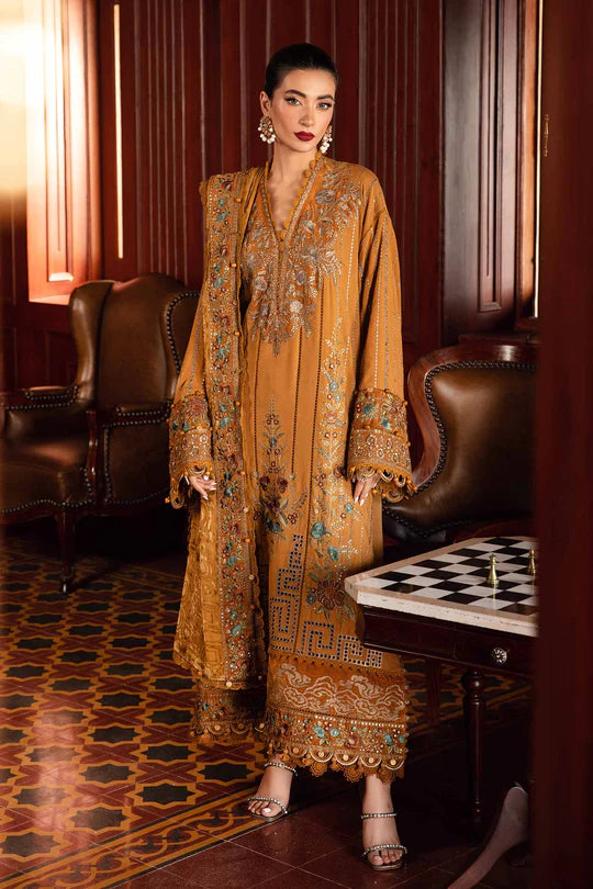 Maria.B - Winter Luxe '24 - Embroidered Twill Linen Suit - 3pc| DL-1207