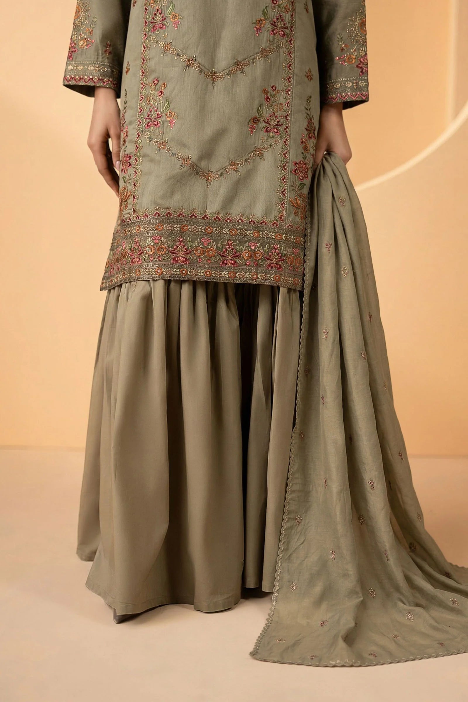 Maria.B | 3 Piece Embroidered Double Warp Silk Suit