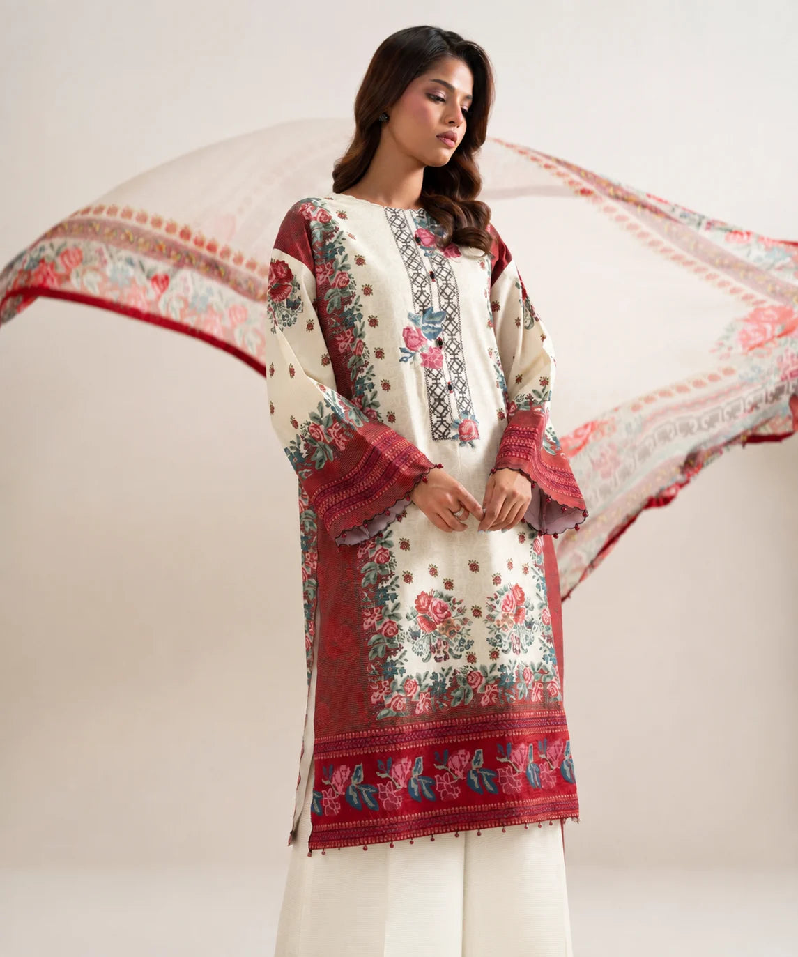 Sapphire | Intermix 26 | 3 Piece - Embroidered Zari Cotton Suit 26V7109
