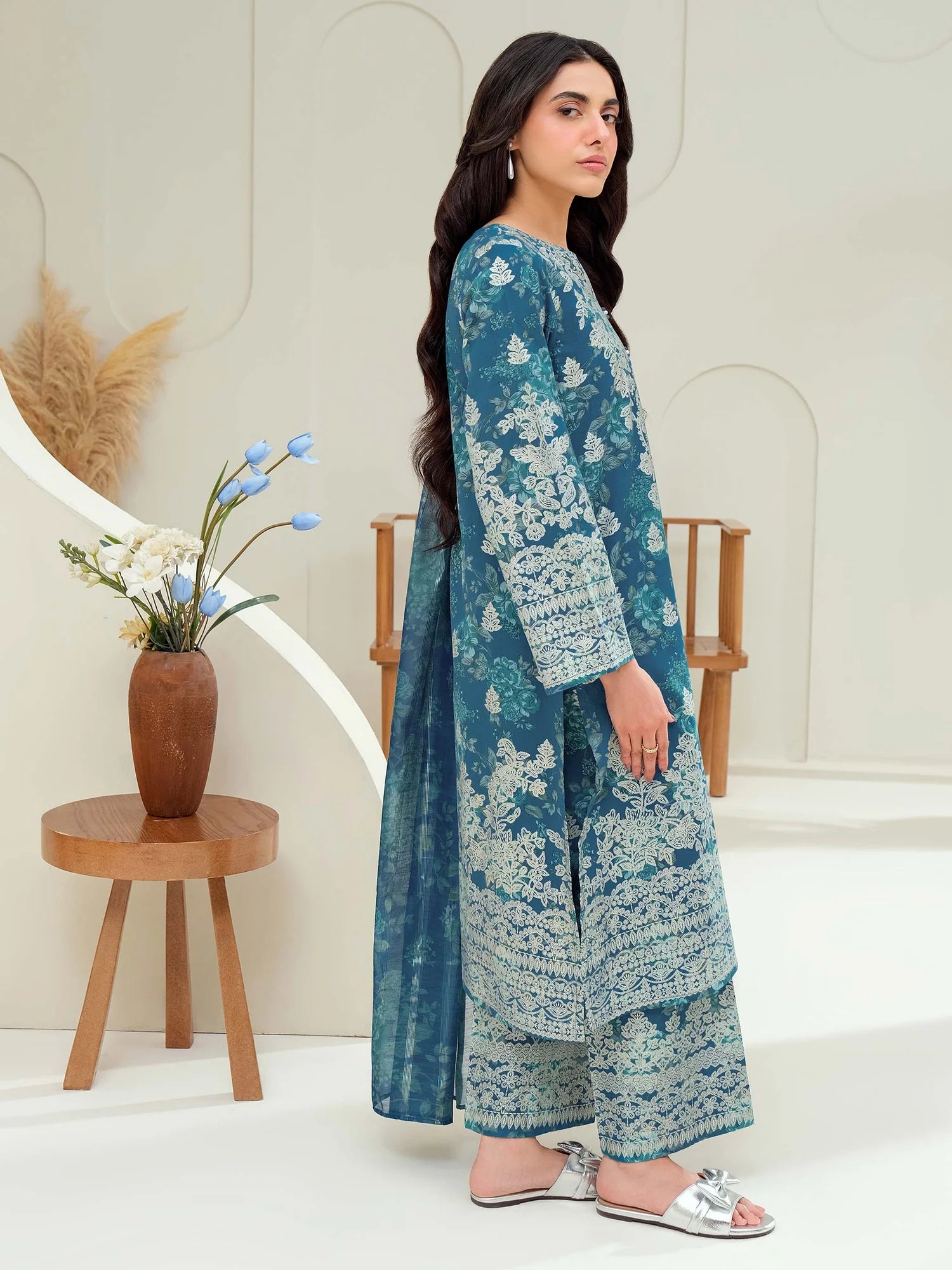 Limelight | 3Piece Lawn Suit-Paste Printed | U3953SU Blue