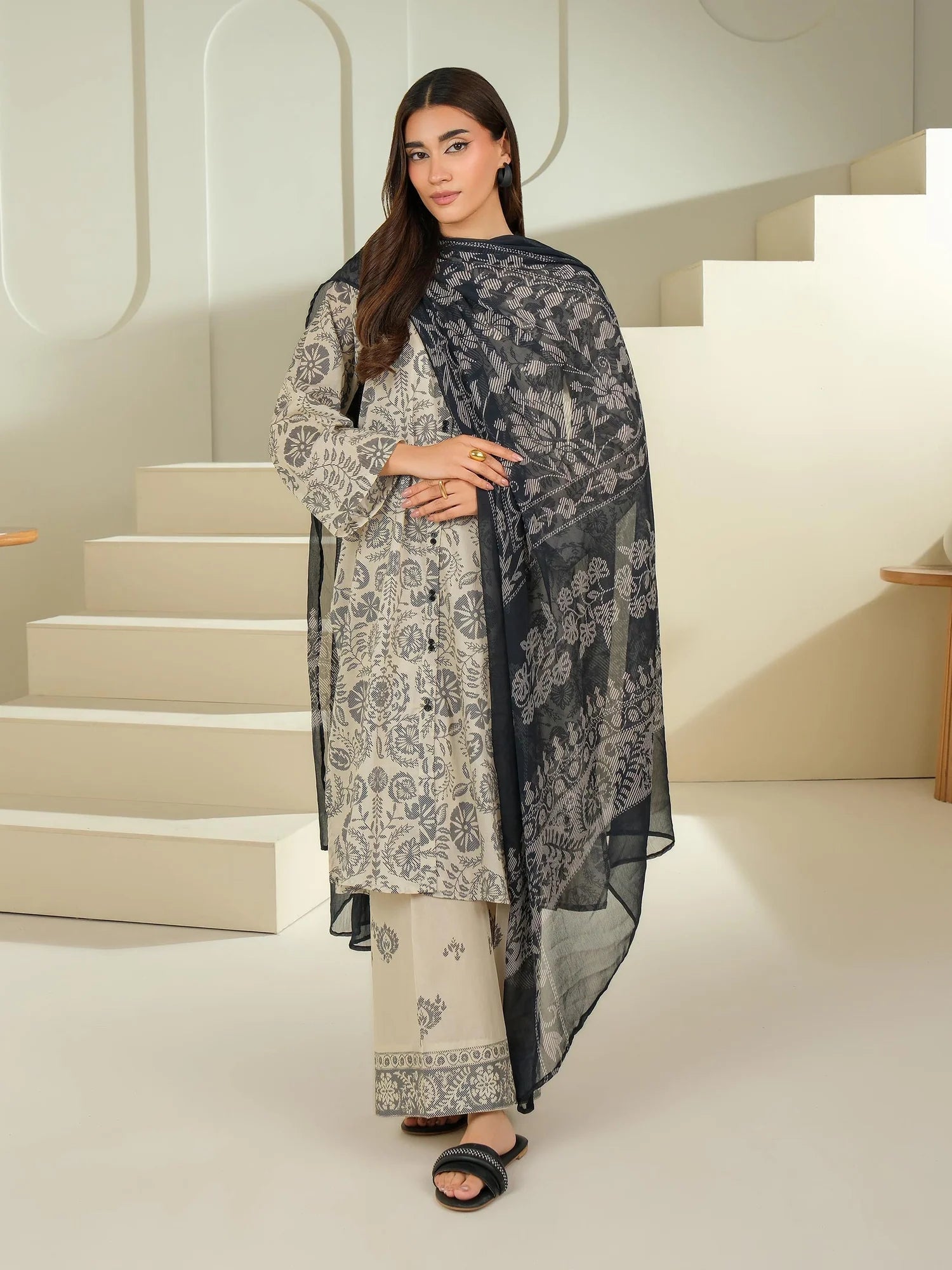 Limelight | 3Piece Cambric Suit-Printed| U4382SU