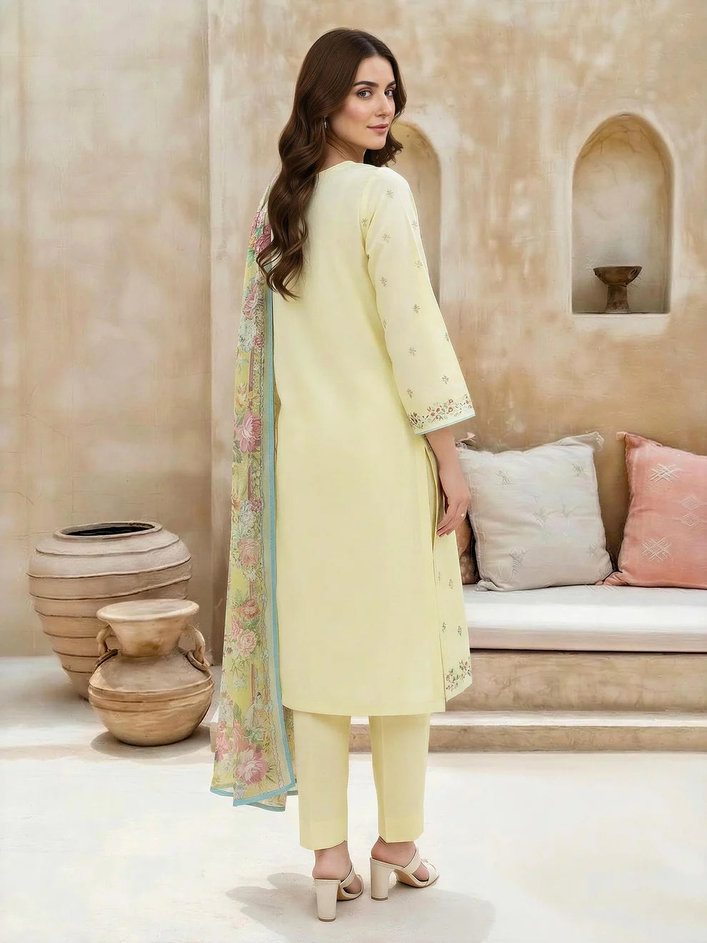 LimeLight | 3 Piece Lawn Suit-Embroidered | U4703SU Yellow