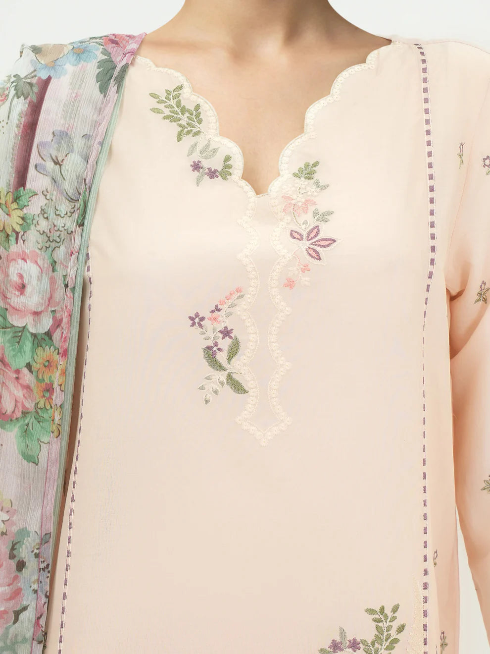 LimeLight | 3 Piece Lawn Suit-Embroidered | U4703SU Peach