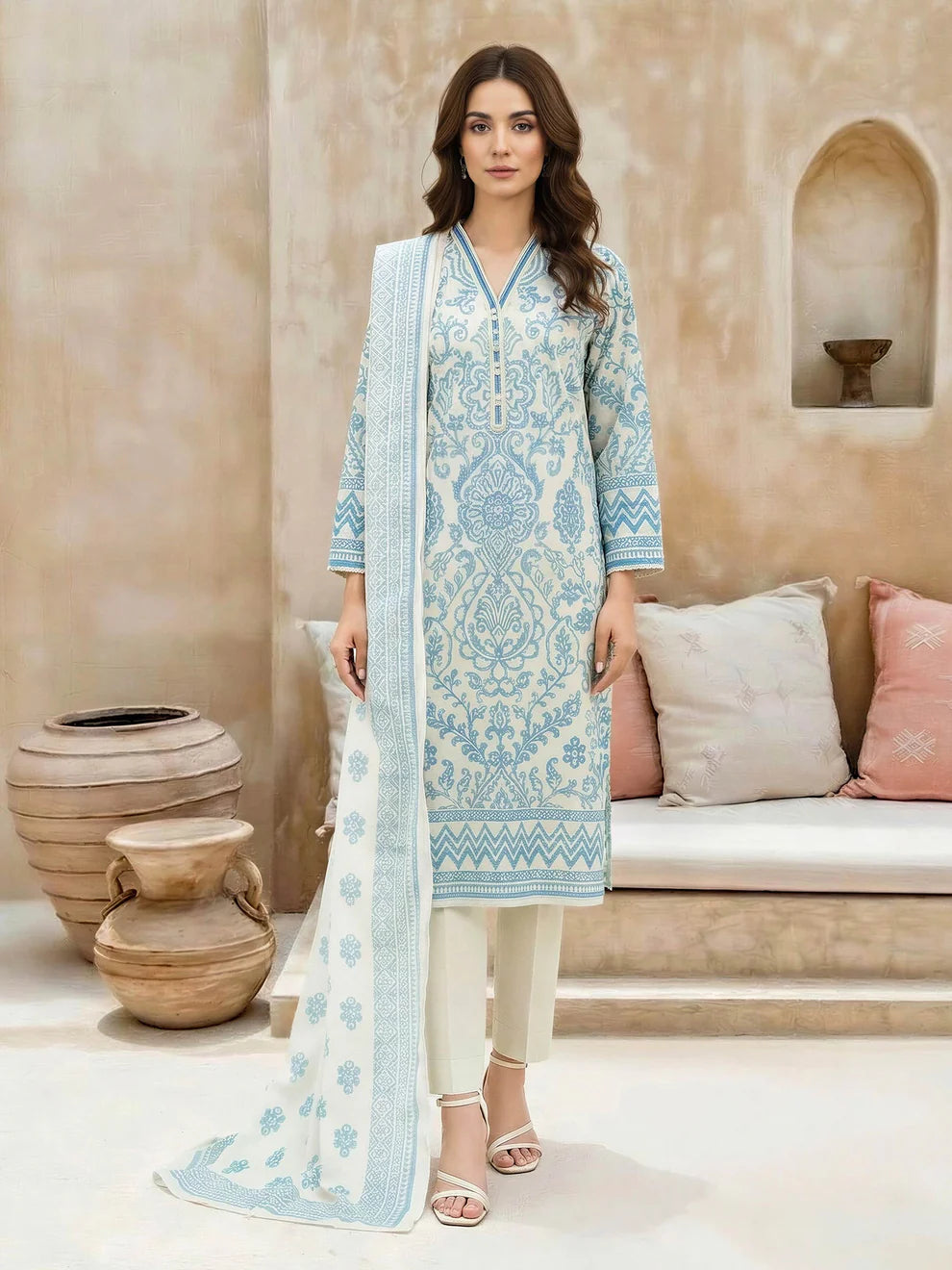 LimeLight | 3 Piece Lawn Suit | U4821SU Off White